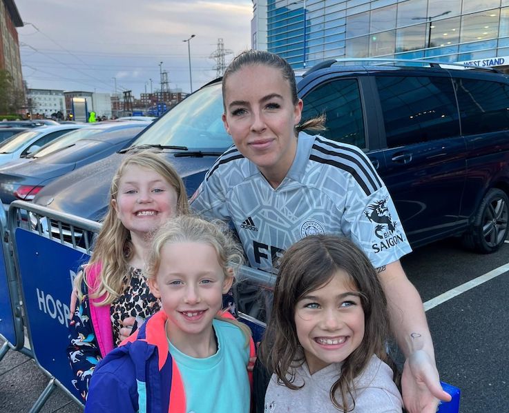 U8 Leopards with Leicester's goalkeeper Kirstie Levell